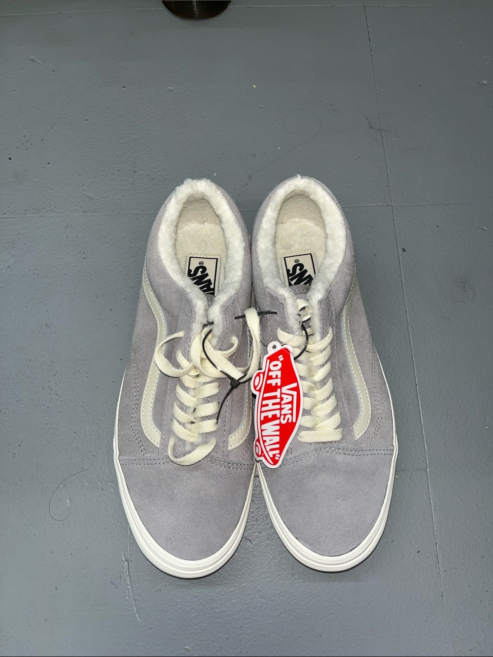 Vans Grey Suede High-Top Sneakers with Cream Stripe